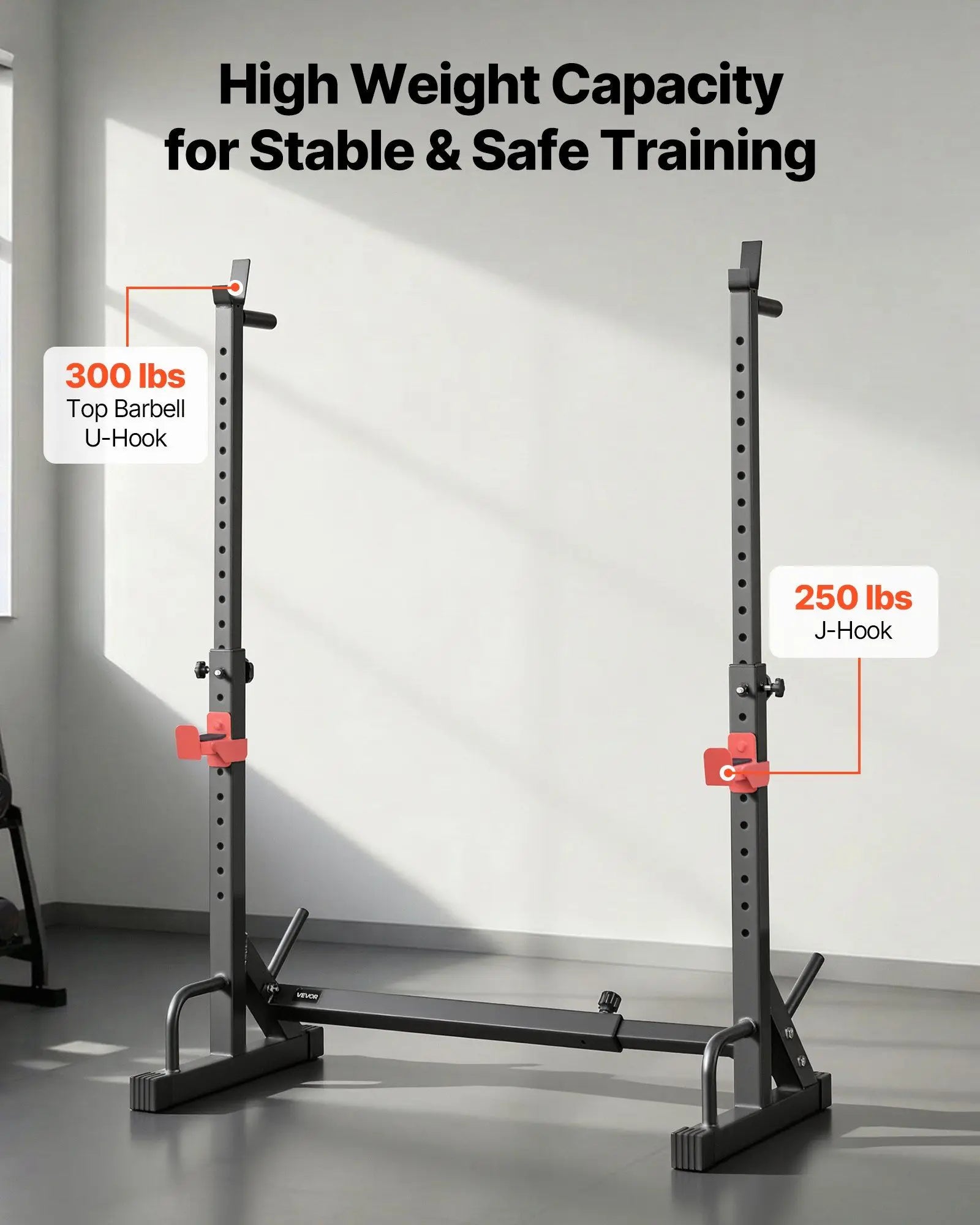Power Cage Squat Rack, Home Gym Power Rack with Adjustable Height & Width, 550LBS Strength Training Workout Equipment with