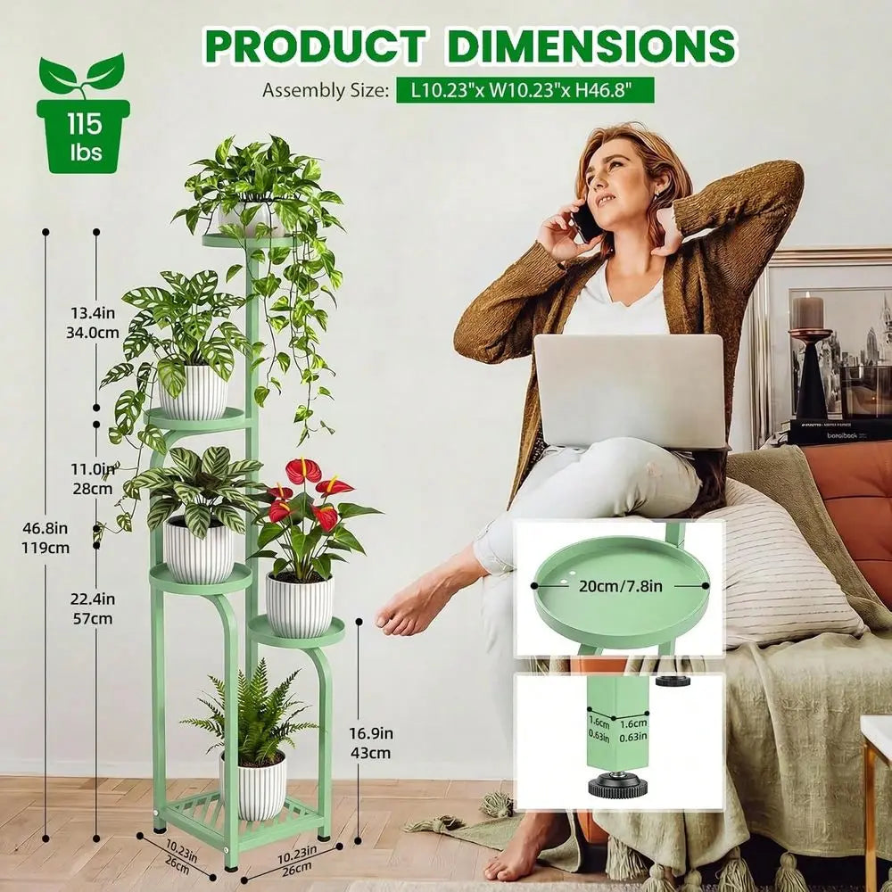 4 Tier Corner Plant Stand Indoor Outdoor, Heavy Duty Metal Flower Pot Holder Shelf For Multiple Plants, Space Saving ,Tall Meta