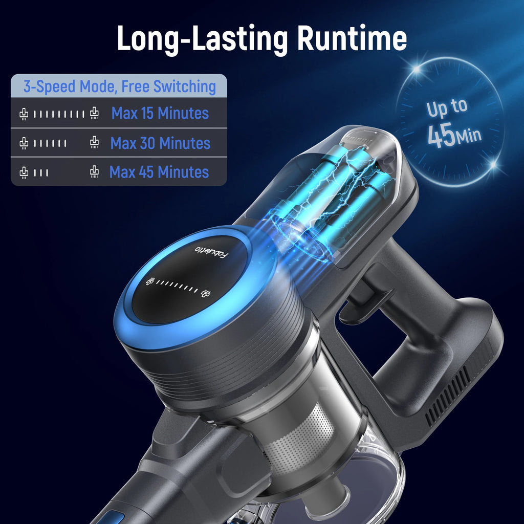 Fabuletta Cordless Vacuum Cleaner, 24Kpa Powerful Suction Stick Vacuum Cleaner With 250W Brushless Motor, LED Display