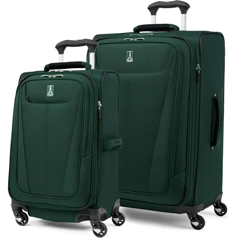 2-Piece Expandable Luggage Set with 4 Spinner Wheels, Lightweight Suitcase, Unisex, Forest Green