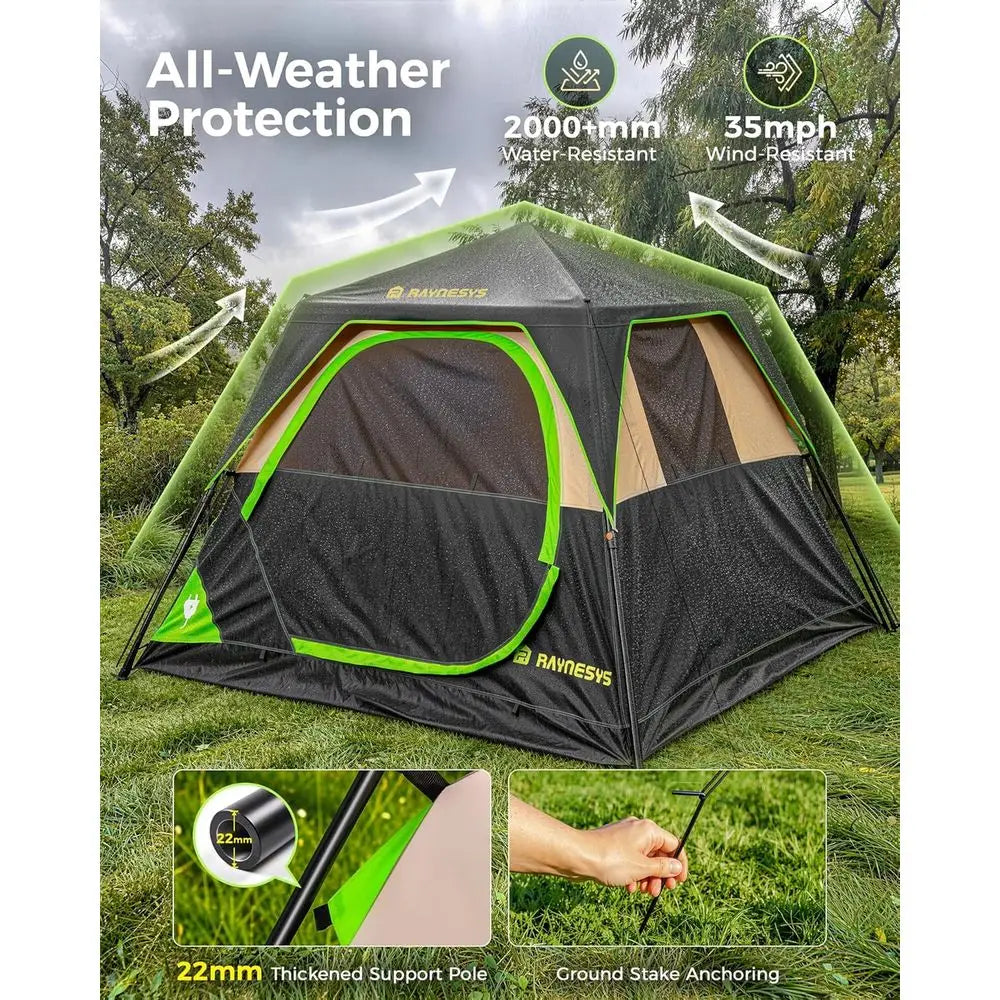 Quick Setup 4-6 Person Waterproof Camping Tent with Portable Bag for Family Hiking & Outdoor Adventures