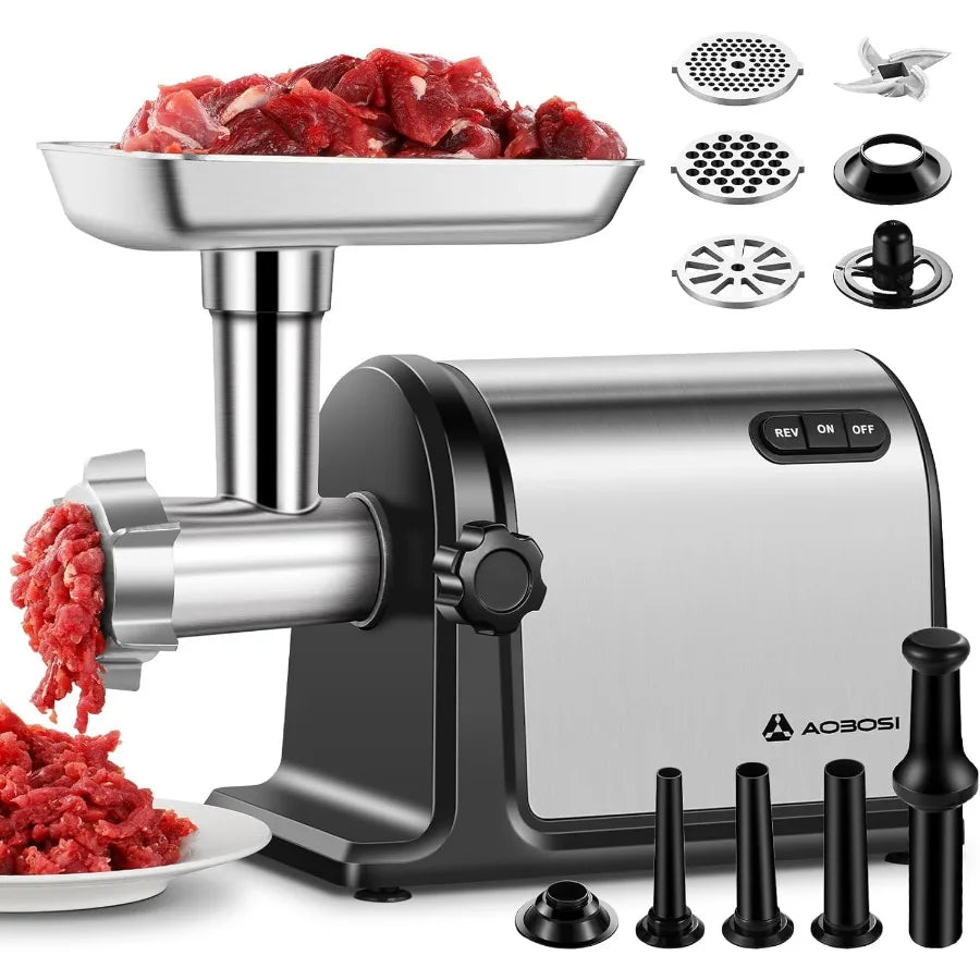 Heavy Duty Electric Meat Grinder with 3000W Motor for Home Kitchen Use Stainless Steel Construction with 3 Grinding Plates 3 Sa
