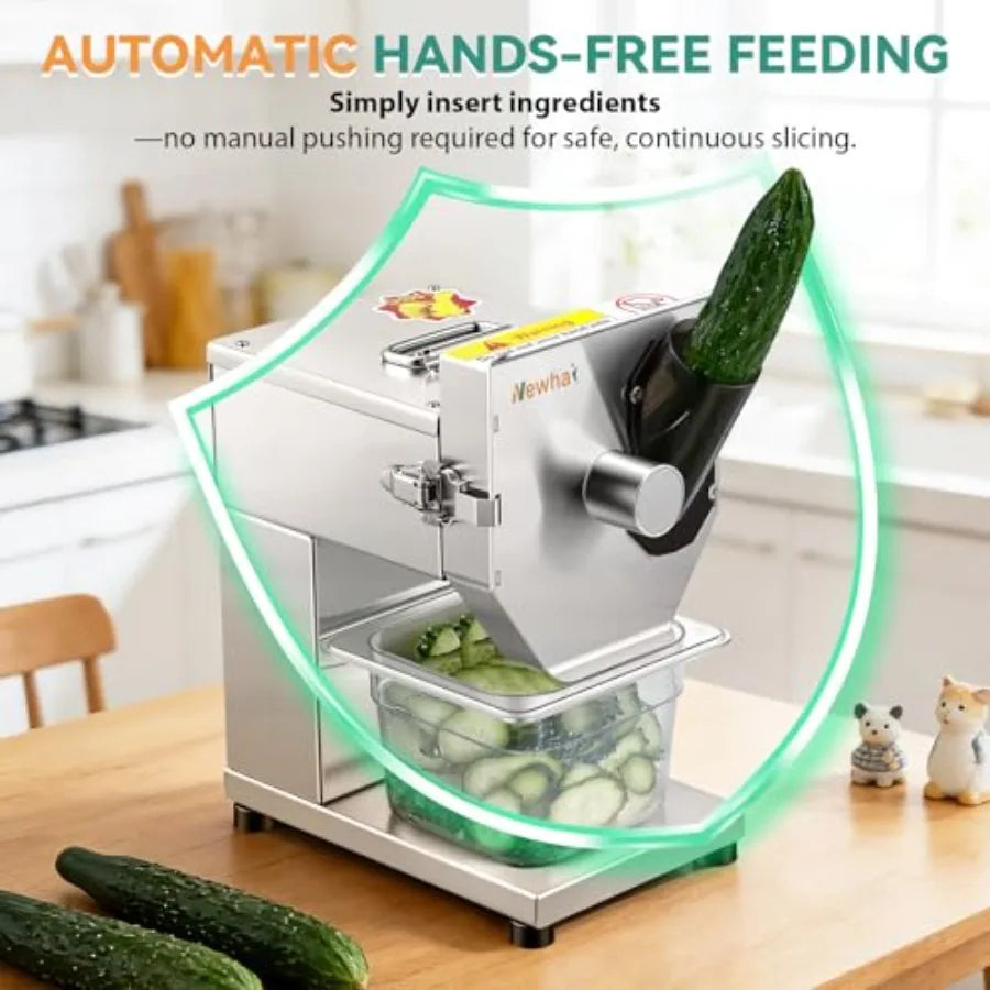 Commercial 3mm Sausage Garlic Slicer 200W Electric Ham Slicing Machine with Automatic Feed Stainless Steel Meat Vegetable Cutte