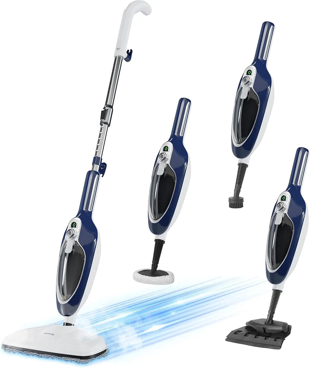 10-in-1 Steam Mop and Handheld Cleaner for All Floors with 11 Accessories, Blue