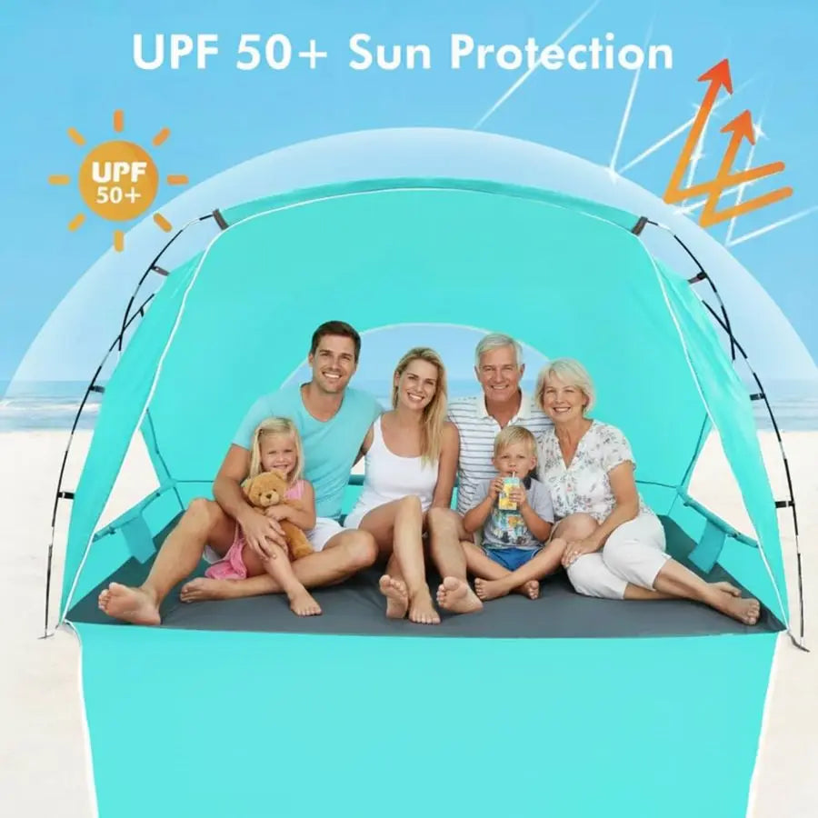 Tent, Portable Sun Shelter for 2 3 4 68 Person with UPF 50 UV Protection, Easy Setup Waterproof Beach Shade Canopy Cabana for Fa