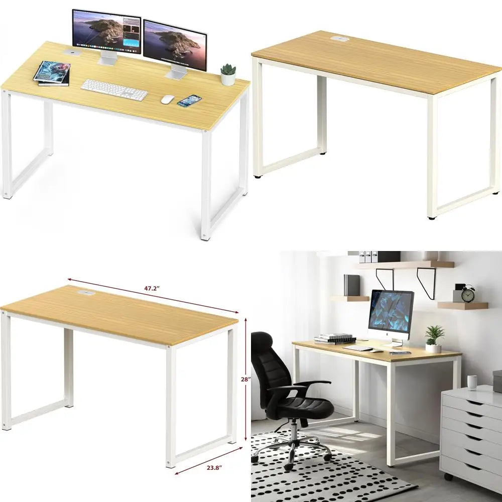 48-Inch Oak Office Computer Desk - Commercial Grade, Spacious Workstation for Business Environments