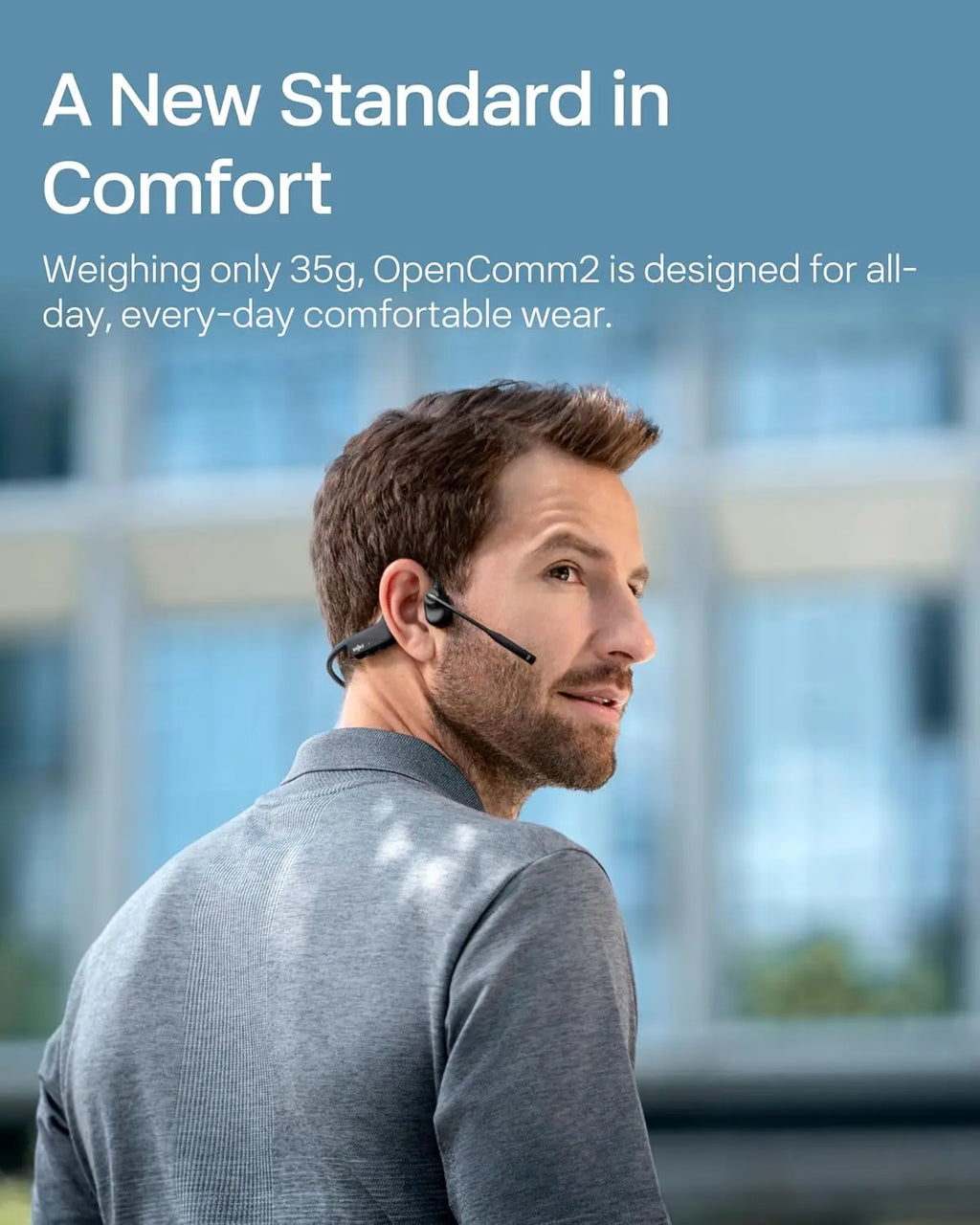 2025 Upgrade Open-Ear Bone Conduction Headphones, Wireless Bluetooth with Noise Canceling Mic, 16H Talk Time for Work Calls