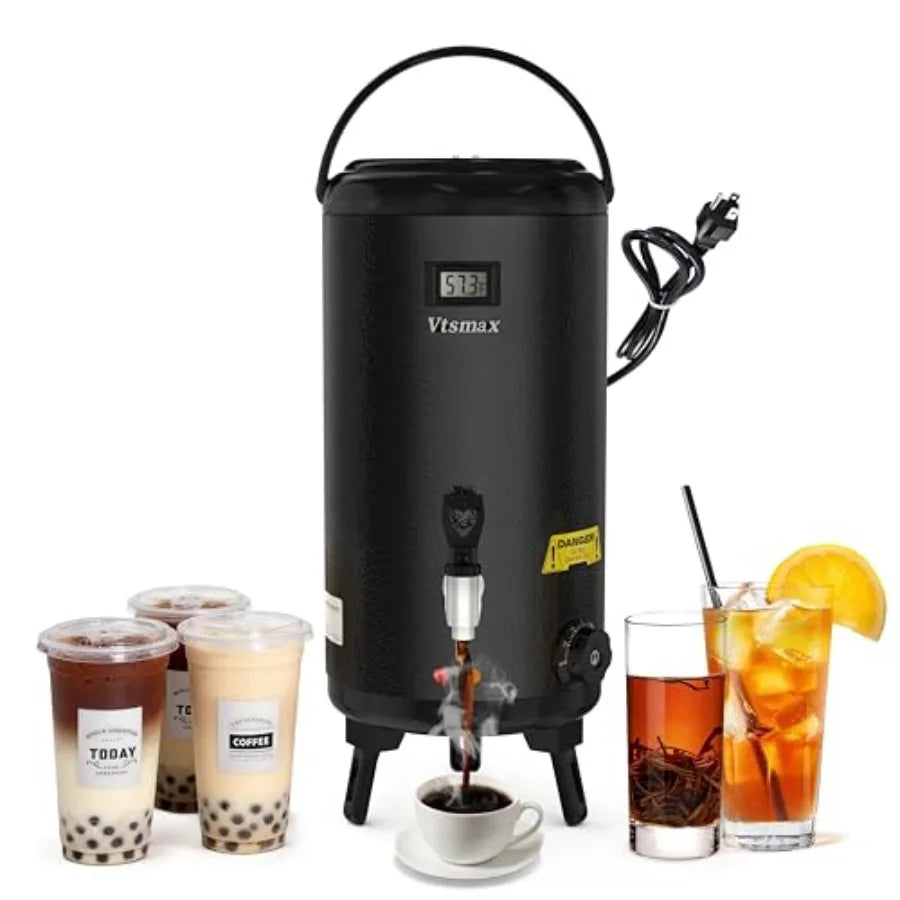 Electric Insulated Beverage Dispenser with Stand 2 Gallon Hot Cold Drink Dispenser 86-230 Adjustable Temperature Real-Time Temp