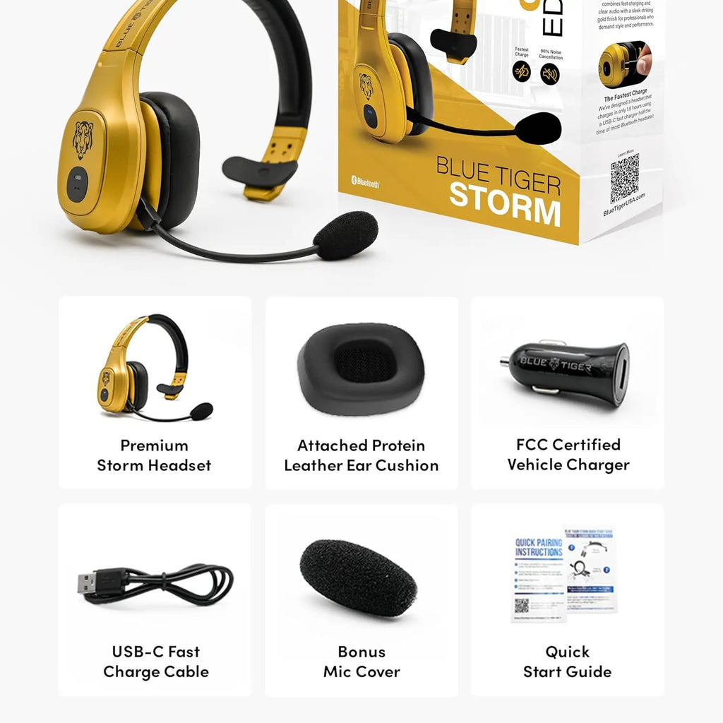 Premium Trucker Bluetooth Headset - Wireless Noise Canceling, 30-Hour Talk Time, USB-C Charging for Drivers