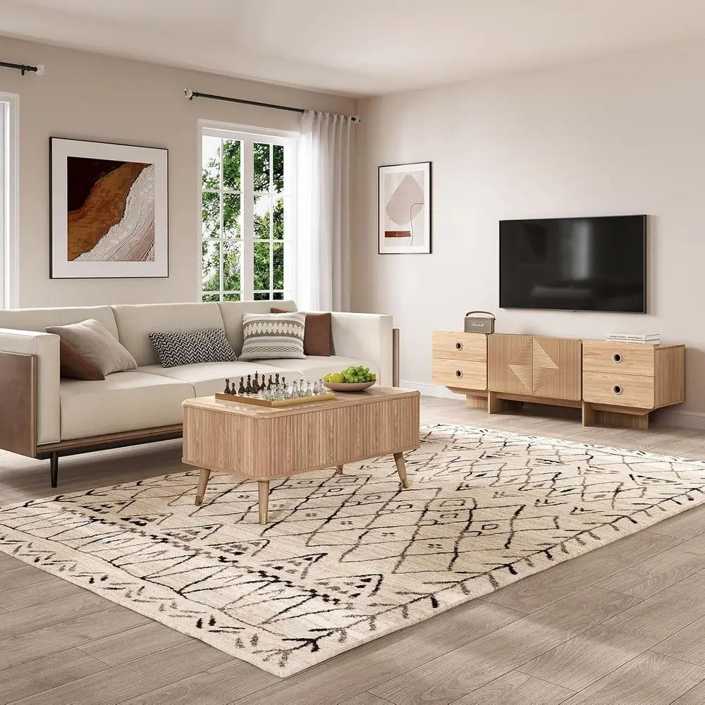 Lit Top Coee Table with Storage, Century ern Coee Table with Solid Wood Legs, 38" Minimalist luted Center Table or Living Room,