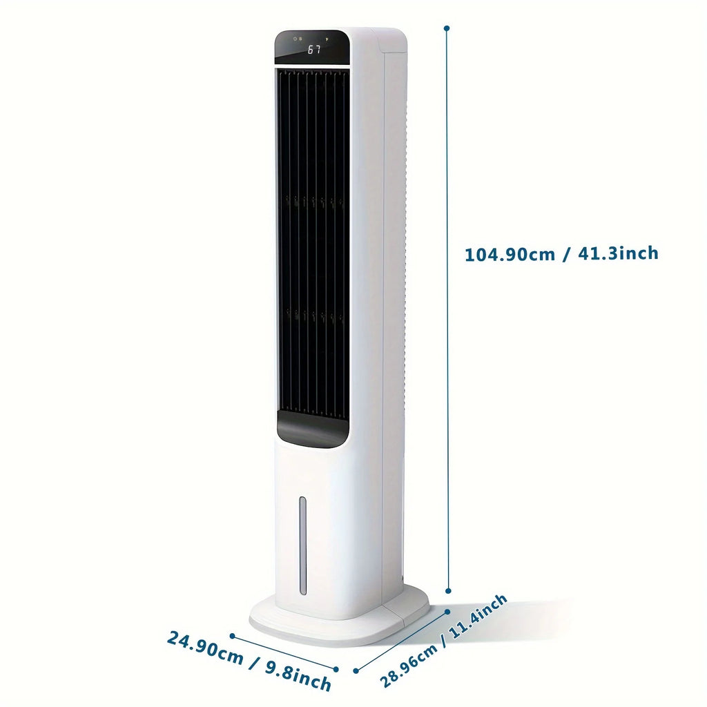 Portable Evaporative Cooler, Swamp Bladeless Tower Fan Air Conditioner with Ice Cooling And Humidification, 4 Ice Packs, 70 Degr