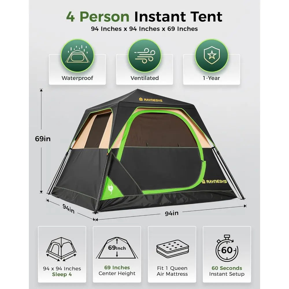 Quick Setup 4-6 Person Waterproof Camping Tent with Portable Bag for Family Hiking & Outdoor Adventures