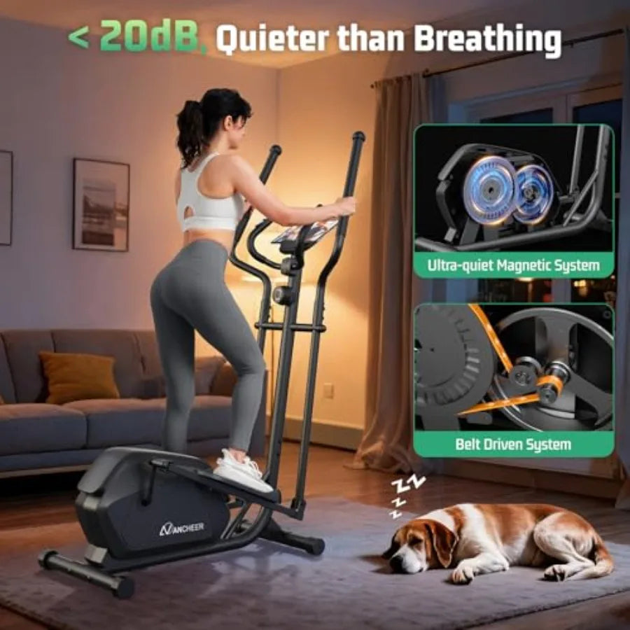 Elliptical Exercise Machine for Home with Ultra-Smooth Magnetic Drive 14 Levels Resistance Cardio Machine with LCD Moni