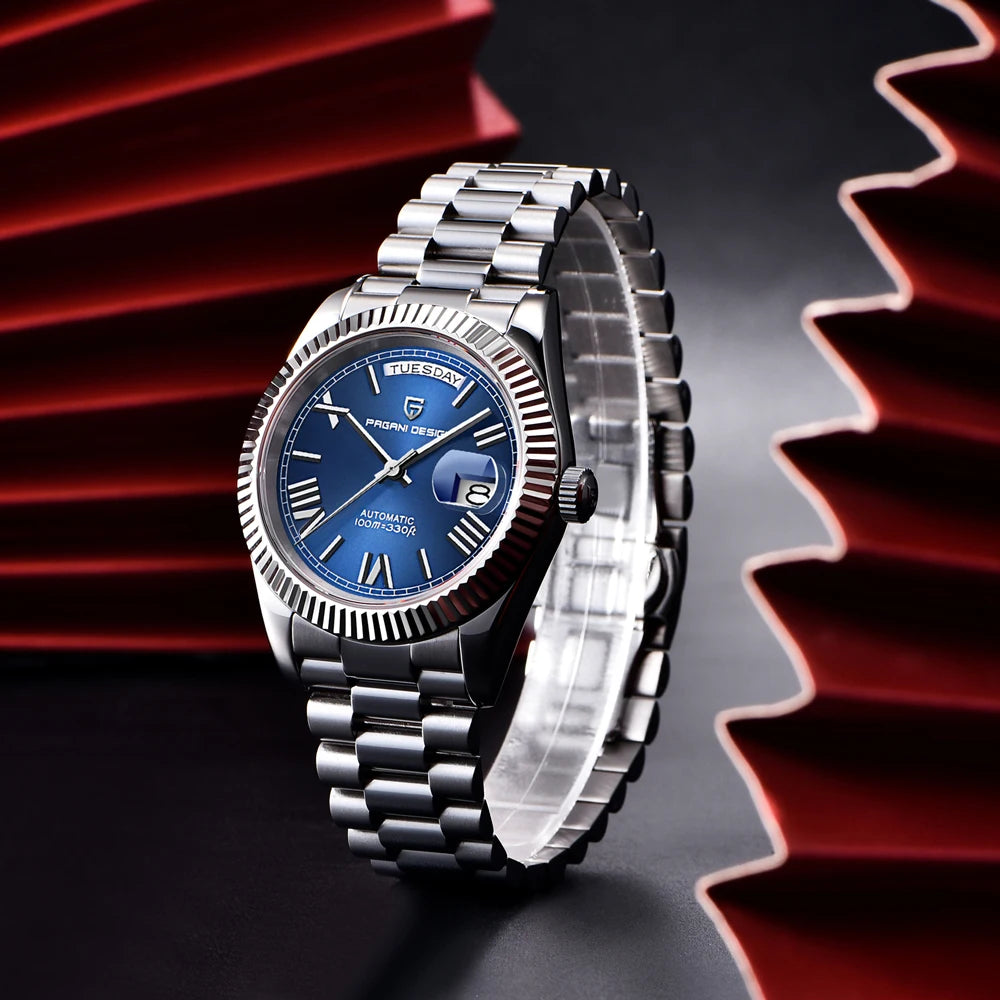 PAGANI DESIGN Luxury Men's Automatic Watches 40mm NH36A Mechanical Stainless Steel Wrist Watch for Men 100M Waterproof AR Coatin