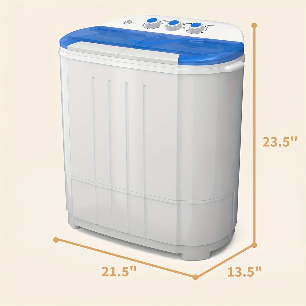 14.5Lbs Portable Washing Machine, Mini Twin Tub Laundry Washer with Gravity Drain, Time Control, Semi-Automatic 9.5Lbs Washer And 5Lbs Spin Dryer Combo for Apartments, Dorms, Rvs