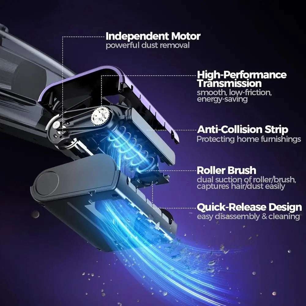 High Power 20000PA Cordless Vacuum Cleaner with Motorized Brush, LED Light, Rechargeable for Car, Home, and Office Use