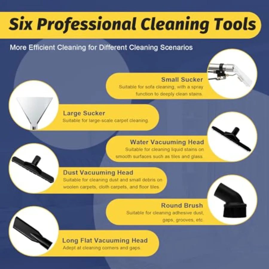 40L/11Gal Commercial Carpet Cleaner 3 in 1 Multi-Purpose Floor Cleaning Machine Heavy Duty Extractor Vacuum Washing Machine 104