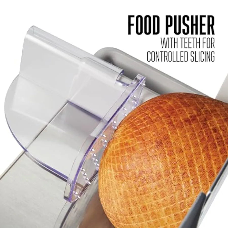 Electric Meat Cutting Machine for Deli Food Slicing Adjustable Thickness Non-Slip Suction Feet Removable 9 Stainless Steel Blad