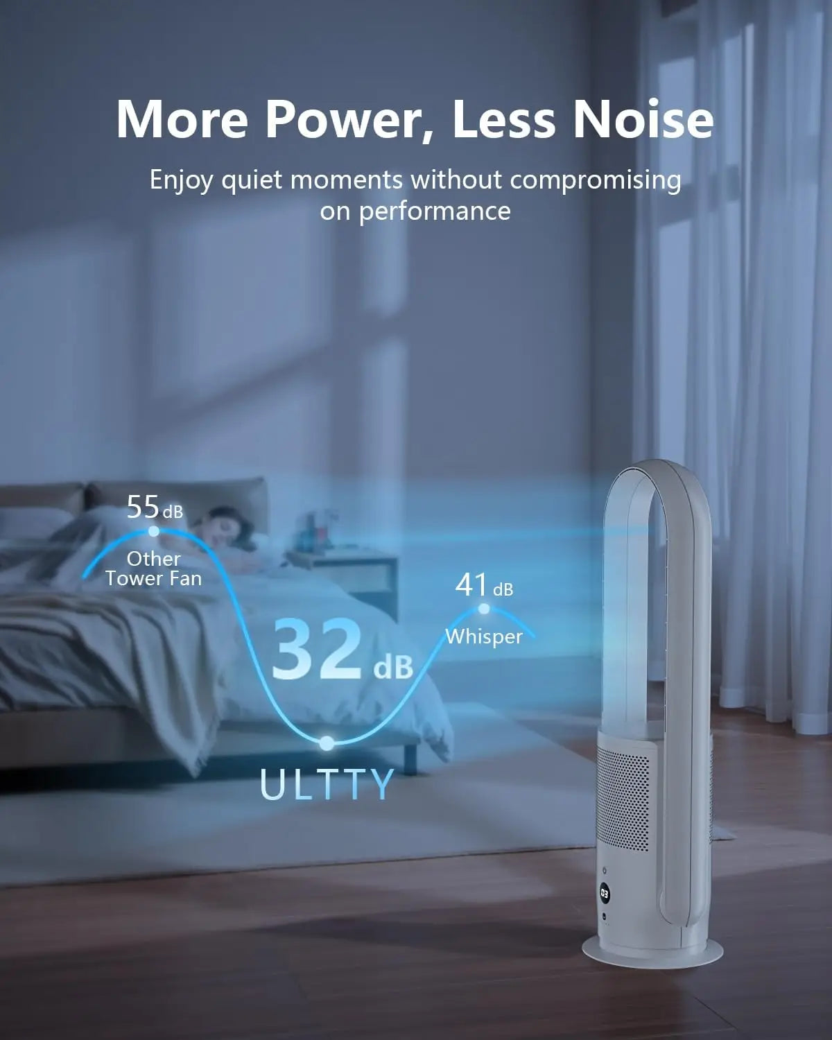 Bladeless Tower Fan with Air Purifier, Quiet Remote Touch Control, 9 Speeds Timer HEPA Filter Oscillation for Home Office