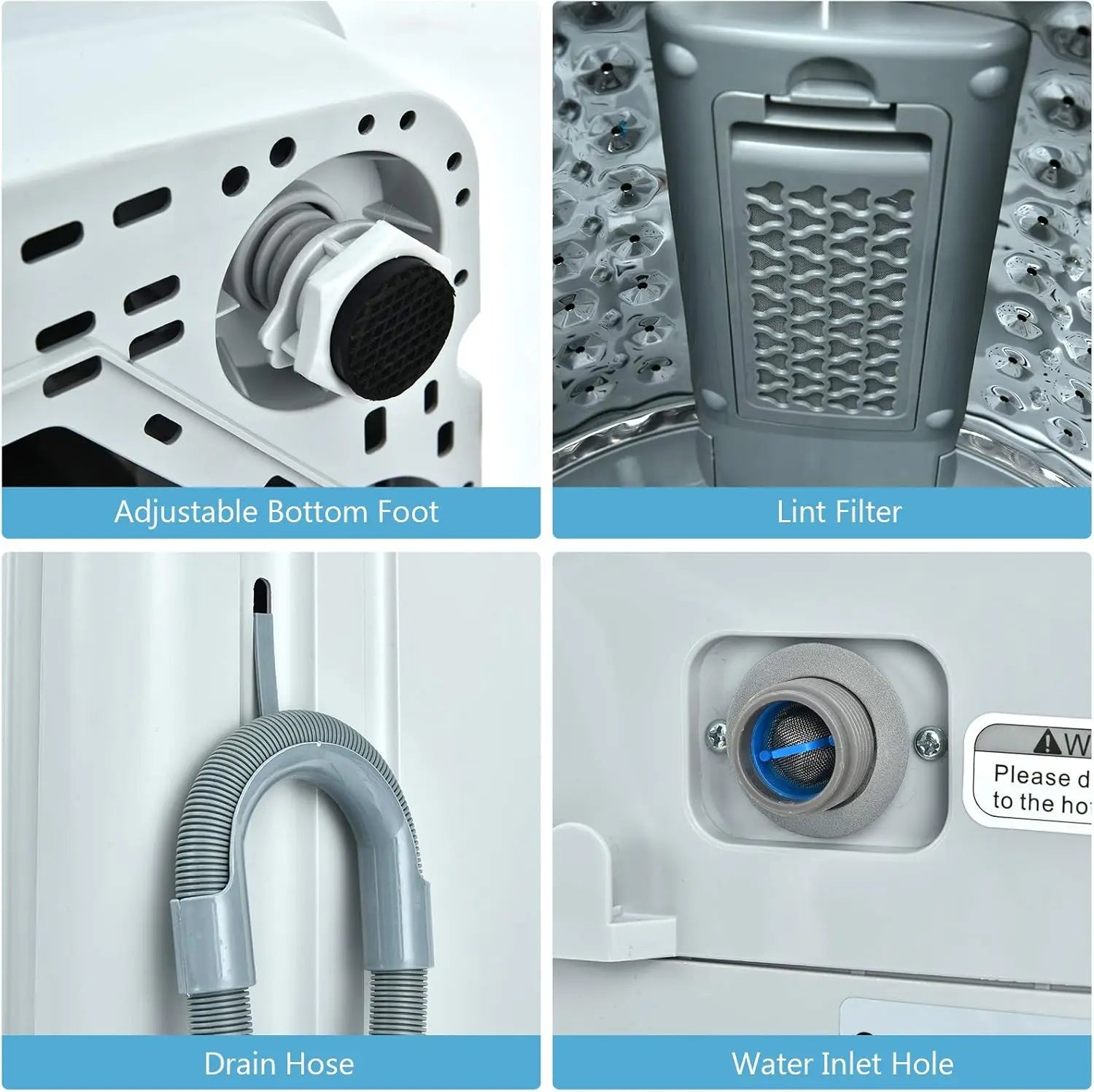 Full Automatic Portable Washing Machine 8.8lbs 2-in-1 Washer & Spinner Combo 1.04 cu.ft 10 Programs Top Load for Apartment Dorm