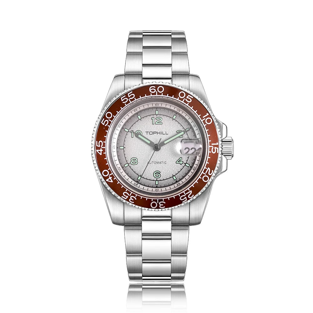 TOPHILL Men's  Automatic Mechanical Watch 41mm Sapphire Glass Luminous 30m Waterproof with Miyota 2813 Calendar Movement TD006G