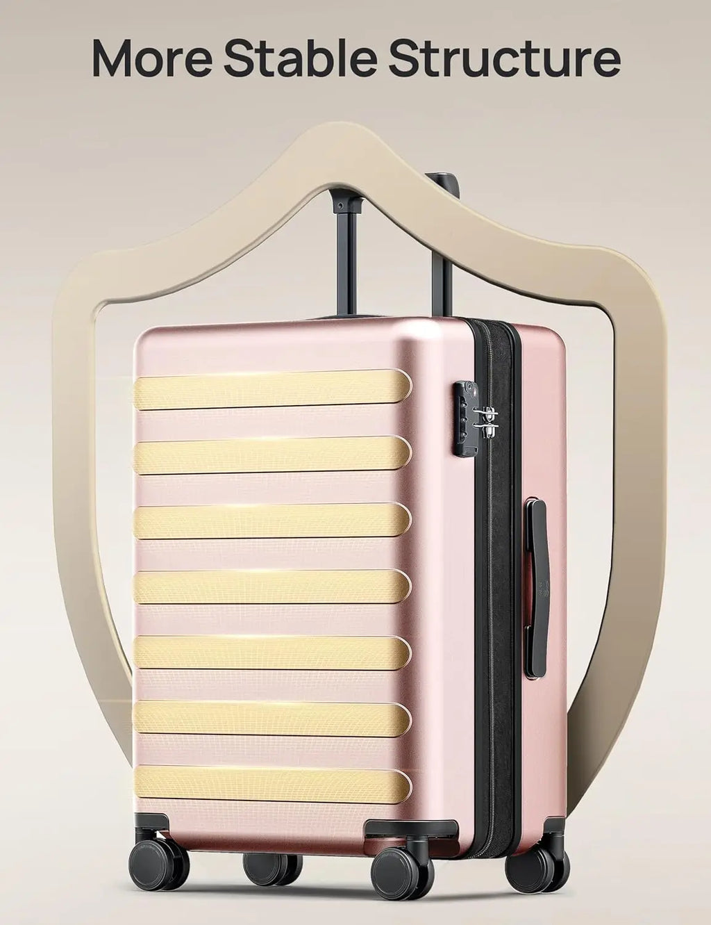 24 Inch Expandable Hard Shell PC Suitcase with Smooth Spinner Wheels, Lightweight Travel Luggage TSA Approved in Pink