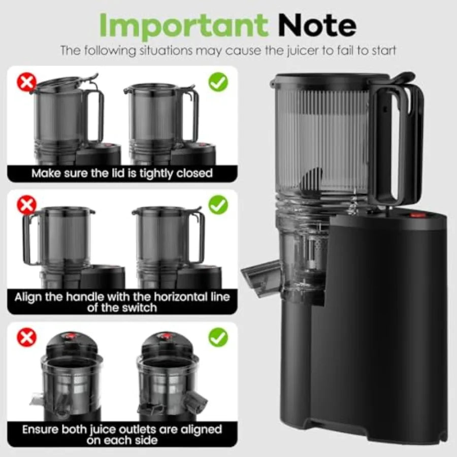 Cold Press Juicer 5.8 Wide Feed Chute Juice Extractor Machine with 400W High Juice Yield Slow Masticating Juicer for Whole Vege