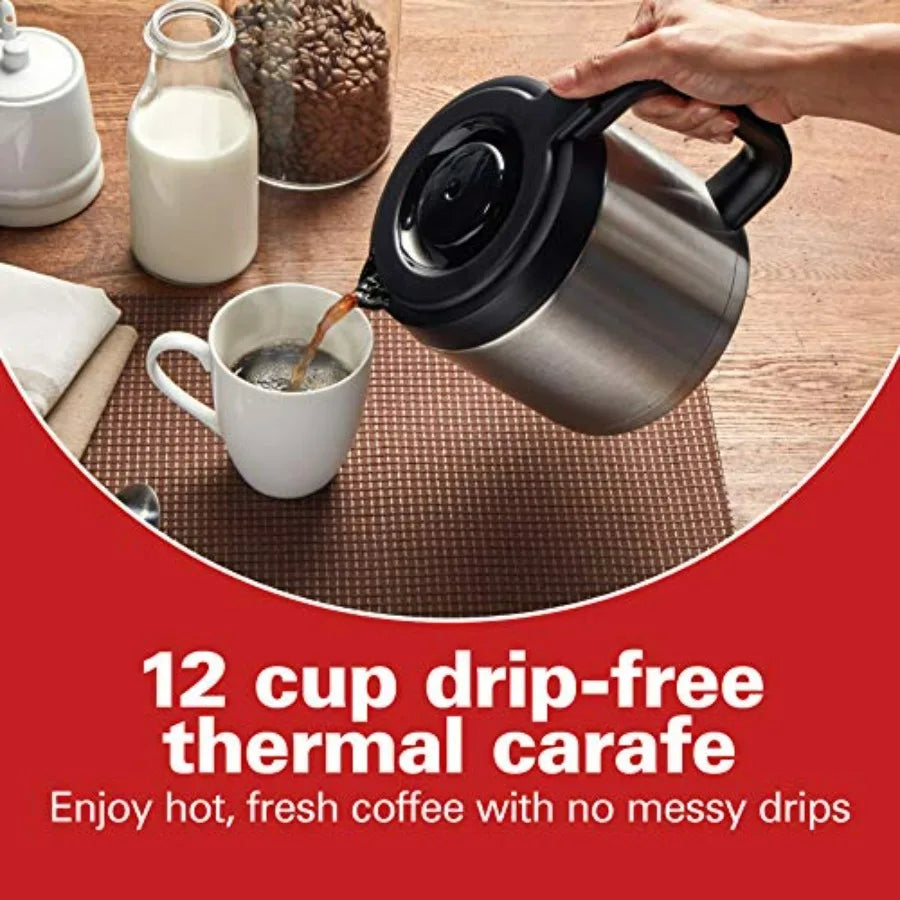 Programmable Front-Fill Coffee Maker with Thermal Carafe 12 Cup Ccity Black Stainless