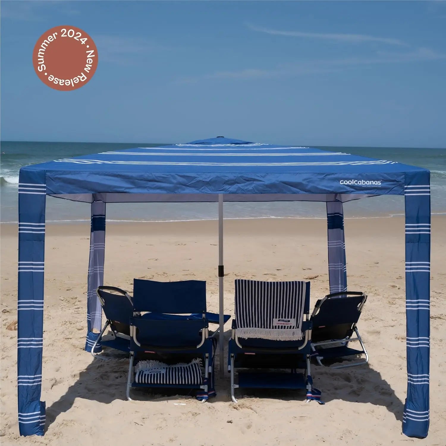 Beach Shade Tent Easy Setup UPF 50+ Protection Large & Medium Sizes Compact Wind Resistant Family Cabana Navy Medium