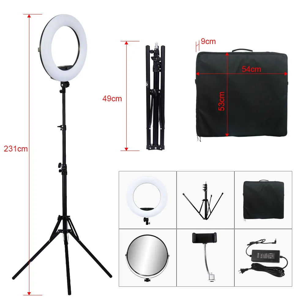 18inch Ring Lights Lamp with Tripod 96W Selfie Light for Beauty Salon Tattoo Yidoblo FD480 Photo Studio Video Light CRI95+