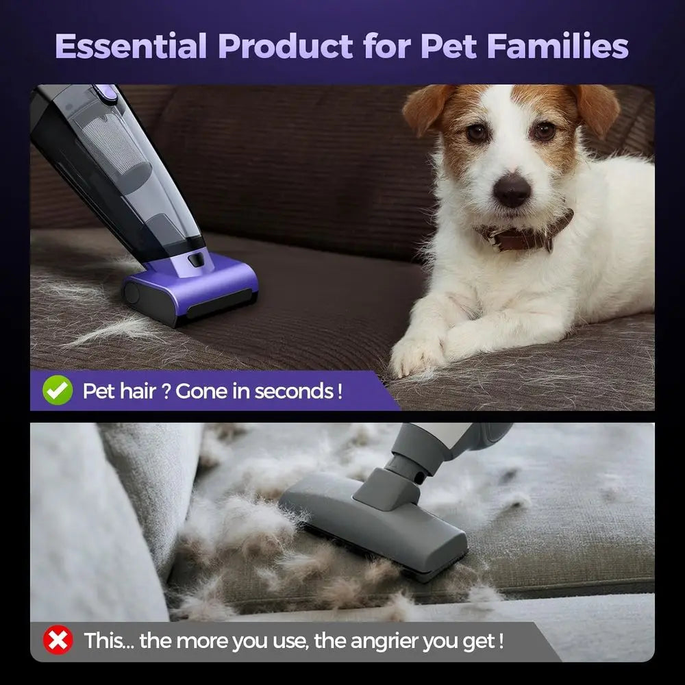 High Power 20000PA Cordless Vacuum Cleaner with Motorized Brush, LED Light, Rechargeable for Car, Home, and Office Use