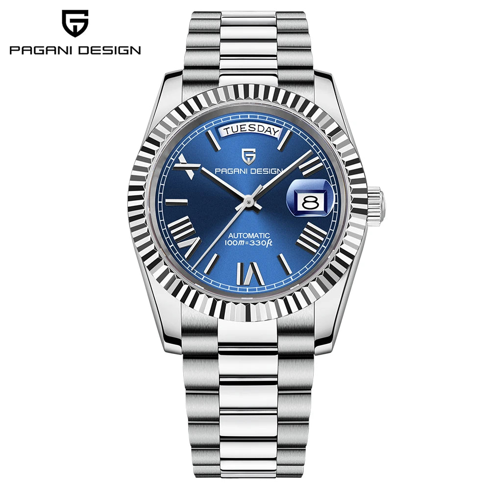 PAGANI DESIGN Luxury Men's Automatic Watches 40mm NH36A Mechanical Stainless Steel Wrist Watch for Men 100M Waterproof AR Coatin