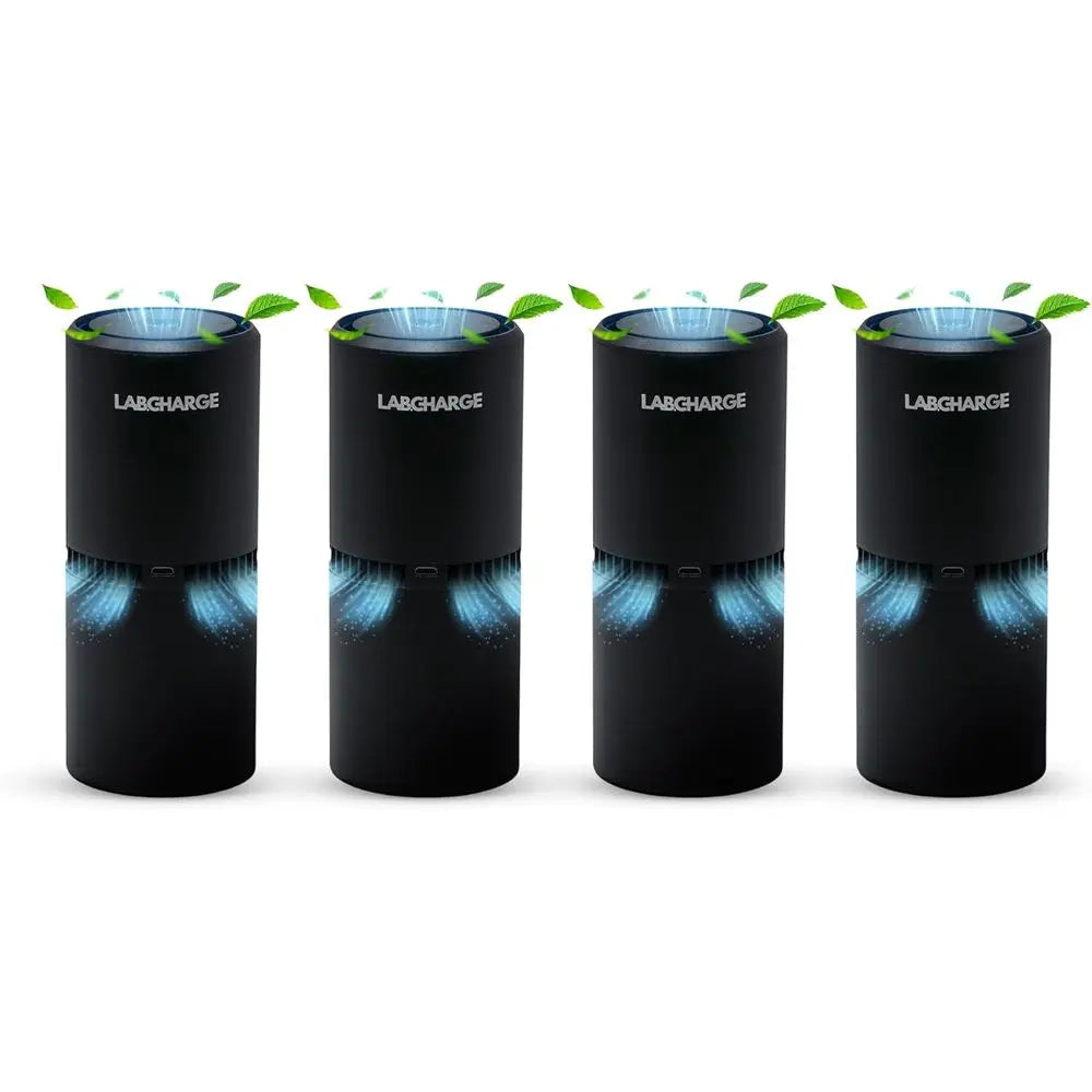 Compact Silent HEPA Air Purifier for Home - 250 Sq Ft Coverage, 3-in-1 Cleaner, Black Design - Pack of 4