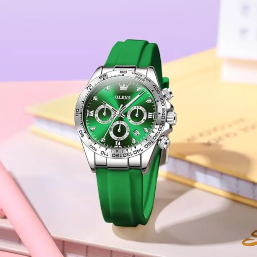 OLEVS Luxury Diamond Small Female Watches - Stainless Steel Bracelet, Waterproof Business Dress Analog Lumius Date Ladies Watch