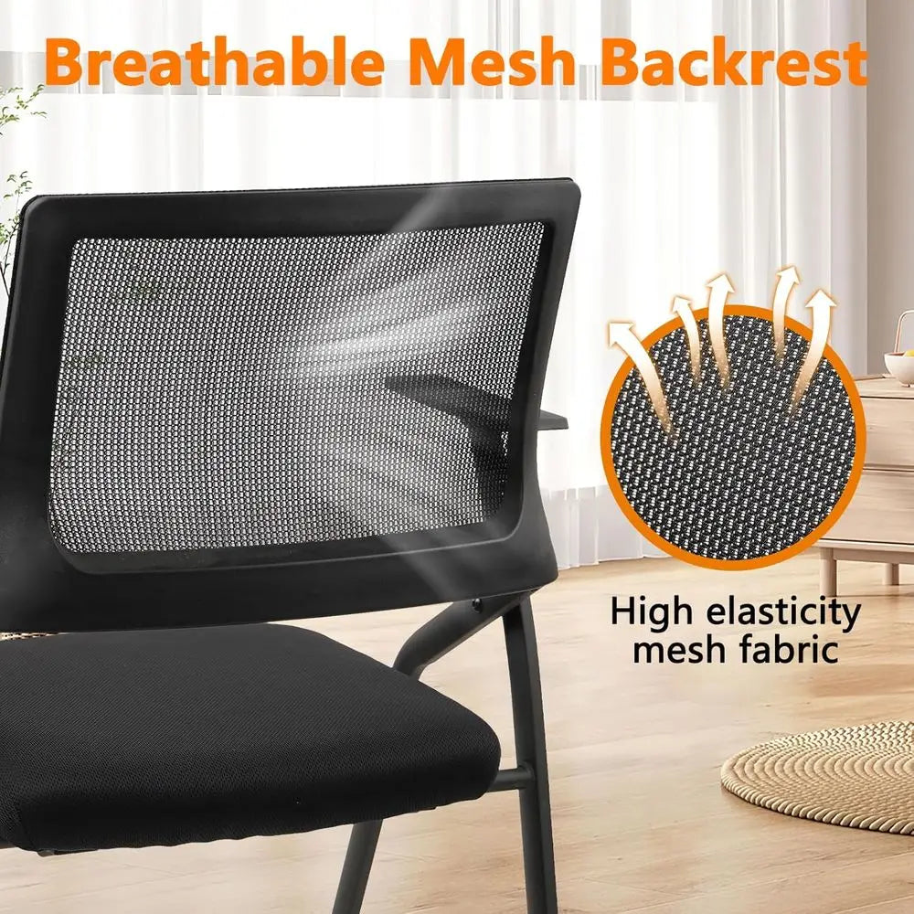 Stackable Ergonomic Conference Chairs, Mesh Office Chairs with Arms and Wheels, Suitable for Lobby, Church, School, and Training