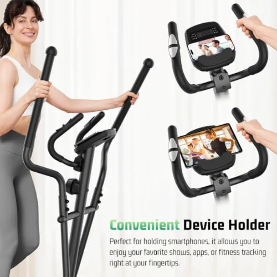 Elliptical Exercise Machine for Home with Ultra-Smooth Magnetic Drive 14 Levels Resistance Cardio Machine with LCD Moni