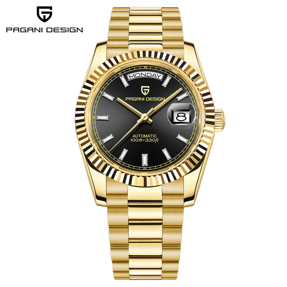 PAGANI DESIGN Luxury Men's Automatic Watches 40mm NH36A Mechanical Stainless Steel Wrist Watch for Men 100M Waterproof AR Coatin