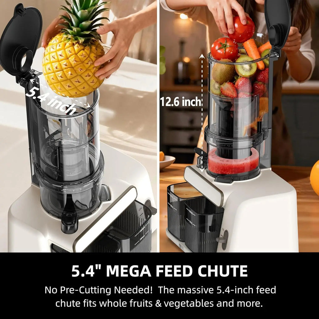 Cold Press Juicer: 99% Juice Yield, Wide Feed Chute, Quiet Motor, BPA-Free, Easy Clean