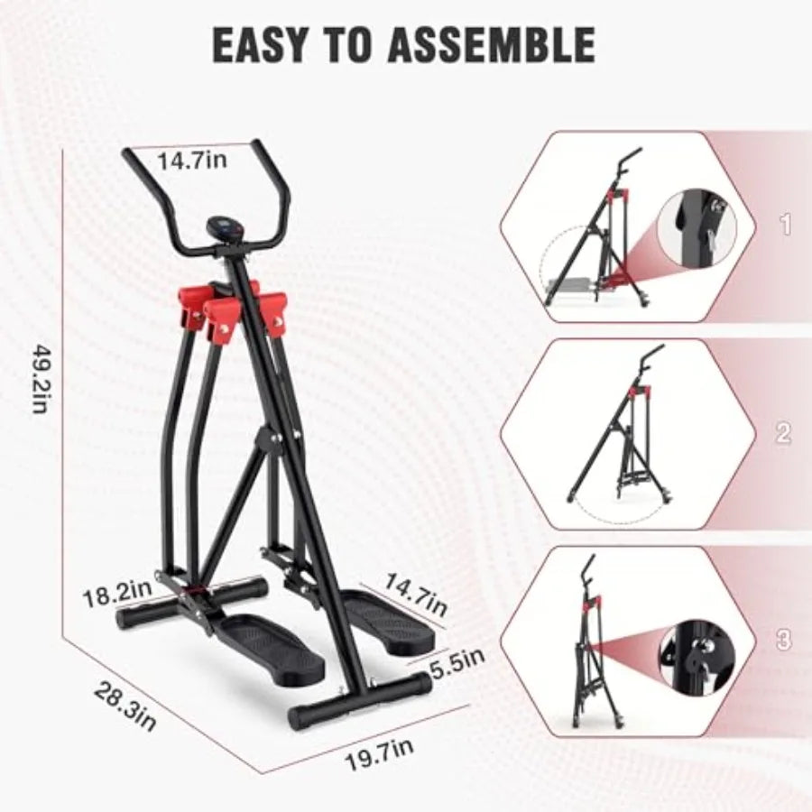 Air Walk Elliptical Glider Machine Foldable Cardio Trainer with 360 Motion Full-Body Exerciser for Home Gym Side Sway Action Li