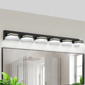 6-Lights  Modern Black LED Vanity Light, Wall Sconce for Bathroom and Mirror, Sleek Minimalist Design, Energy-Efficient