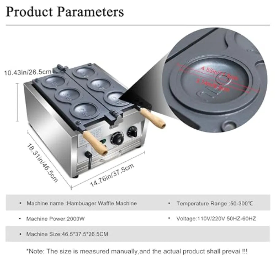 Electric Ice Cream UFO Burger Maker 3pcs Rotary Hamburger Sandwich Machine Non-stick Panini Press Waffle Maker 110V Gelato Pani