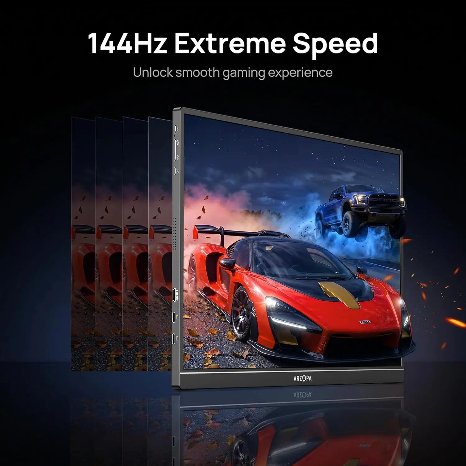 16.1" 144Hz Portable Gaming Monitor, 1080P FHD, 106% sRGB, HDR, Ultra Slim, External Second Screen for Laptop, PC, PS5, Mac, Xbox