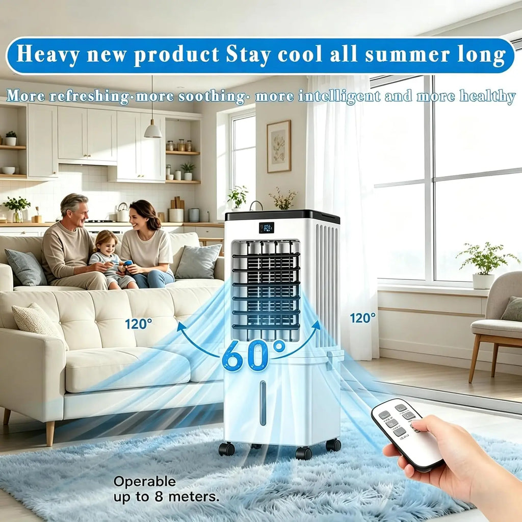 Portable air conditioner, 120° rotatable air cooler, 4.2-gallon water tank