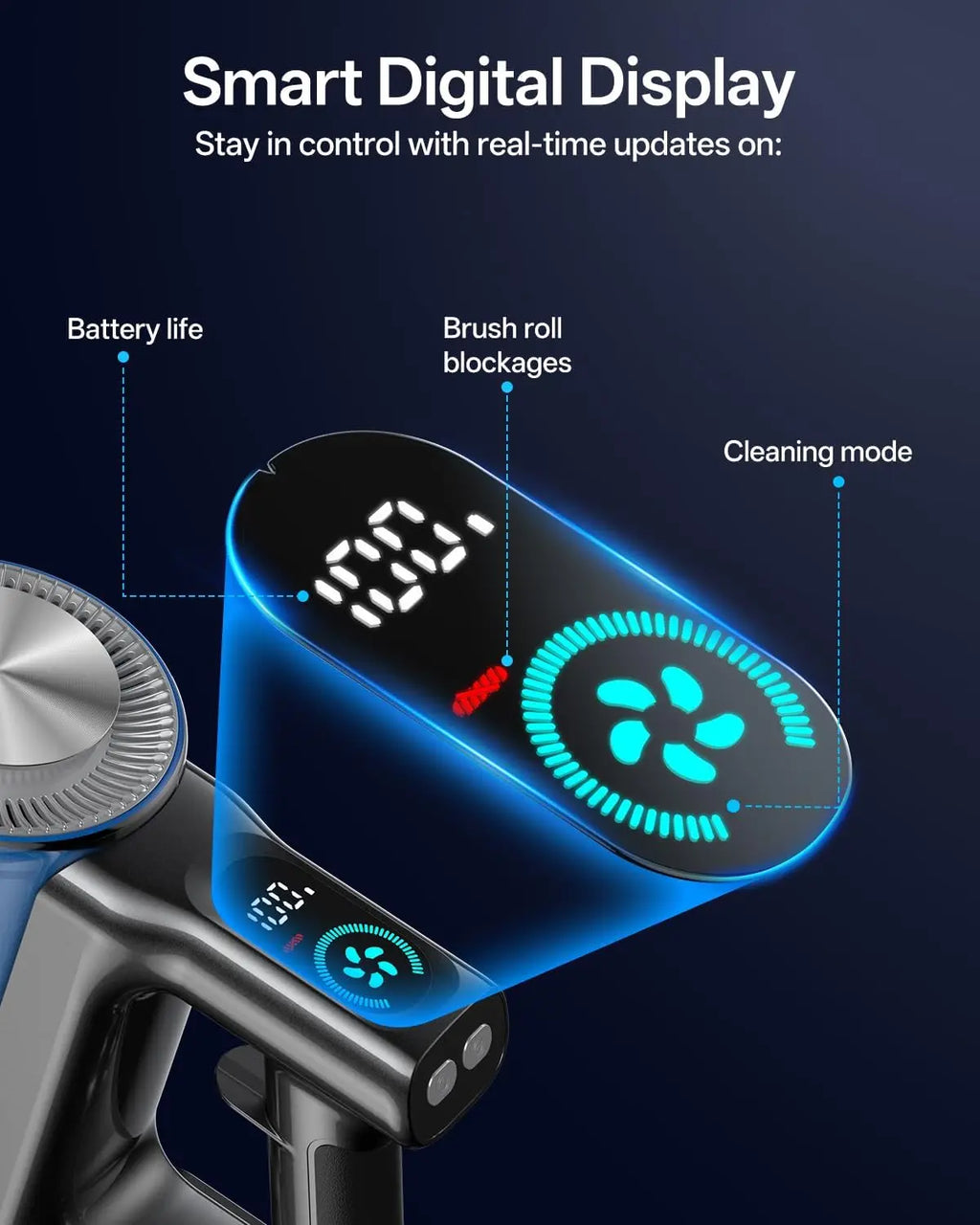 8-in-1 Cordless Stick Vacuum Cleaner with 3 Suction Modes, 45mins Runtime, Rechargeable for Home Pet Hair Carpet Hard Floor