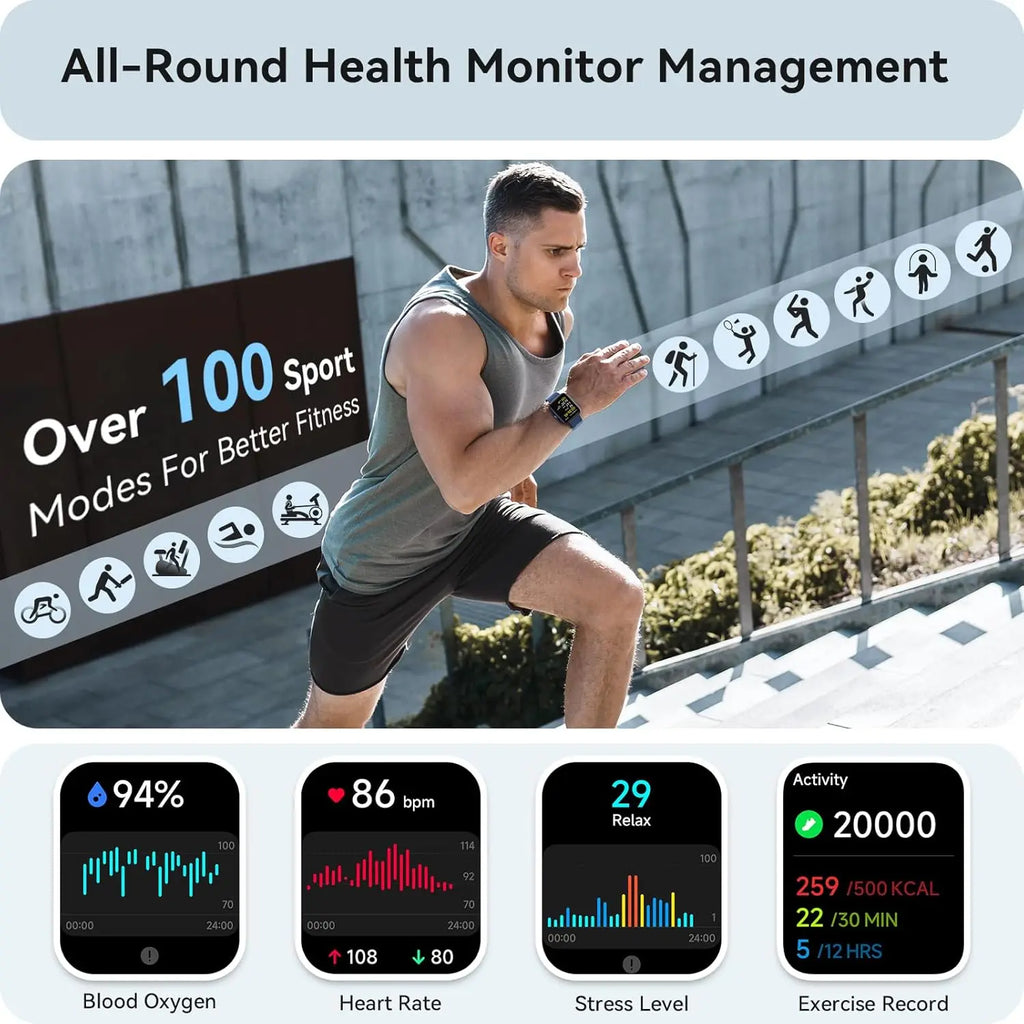 Smart Watch for Women Men, Fitness Tracker with Alexa, 105+ Sport Modes, IP68 Waterproof, Heart Rate Monitor