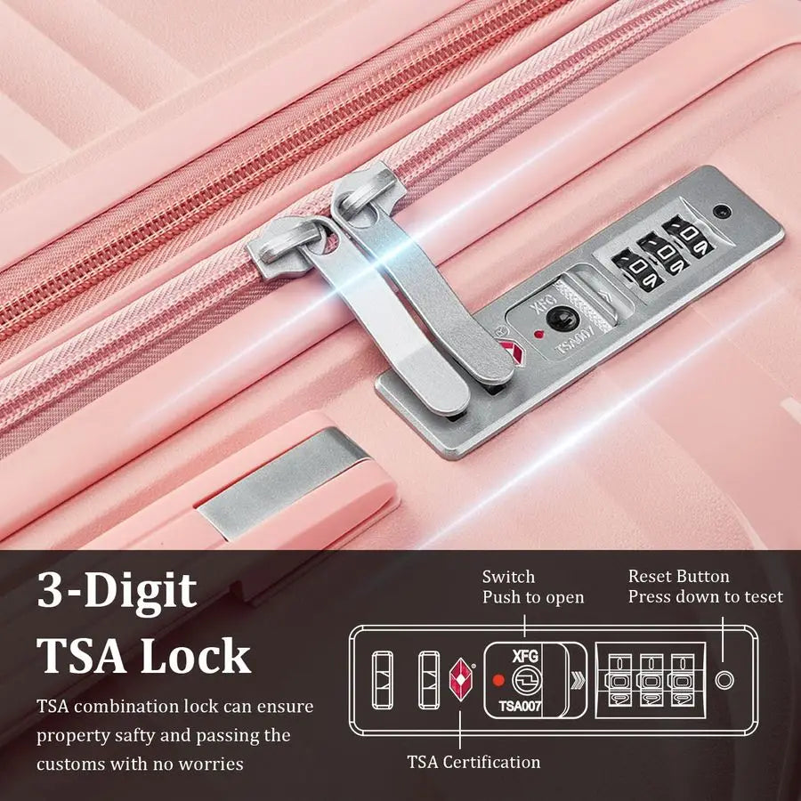Piece Carry On Luggage Set 20 Inch, Expandable PP Hardshell Suitcase with Detachable Spinner Wheels amp TSA Lock, Includes Cosme