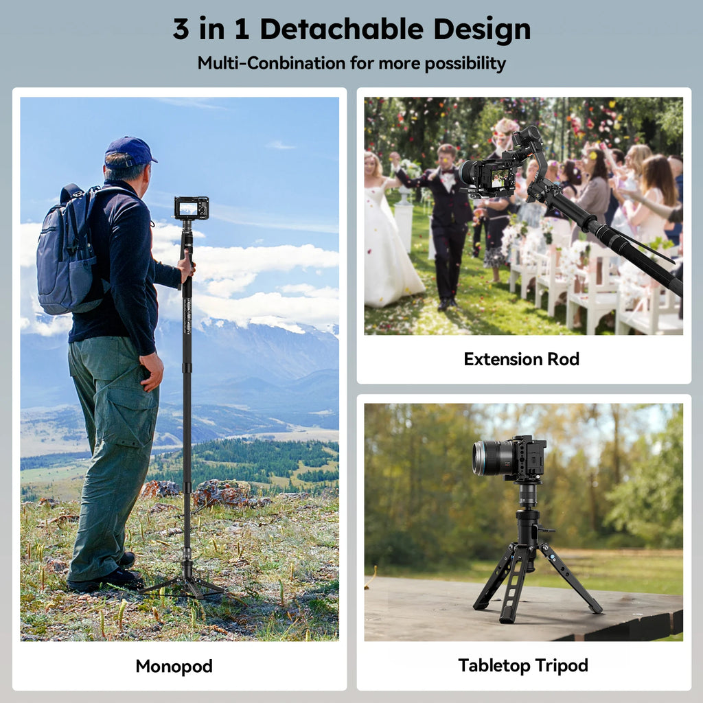 SIRUI SVM-165P 1.65M Carbon Fiber Tripod Monopod Portable Tabletop Travel Tripid With Pedal 10kg For Video Action DSLRs Camera