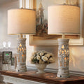 Set of 2 Rustic Vintage Table Lamps with Night Light & USB Ports, Suitable for Bedroom, Living Room, Entryway