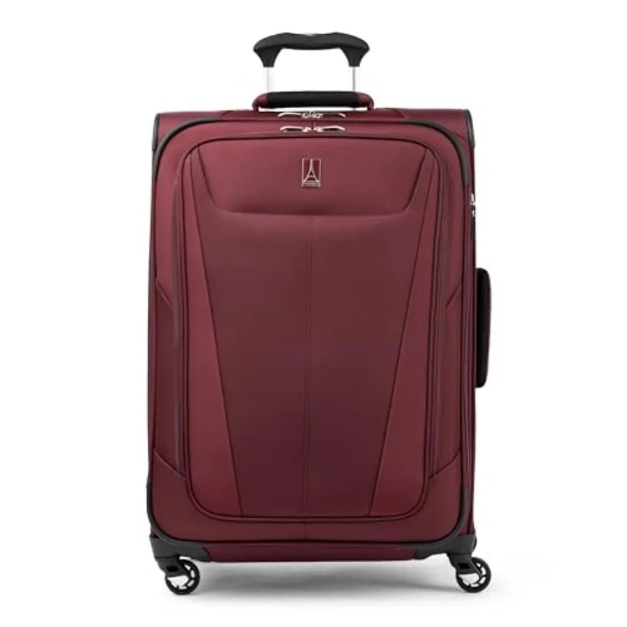 Maxlite 5 Softside Expandable Luggage with 4 Spinner Wheels Lightweight Suitcase for Men and Women Burgundy Checked-Medium 25-I