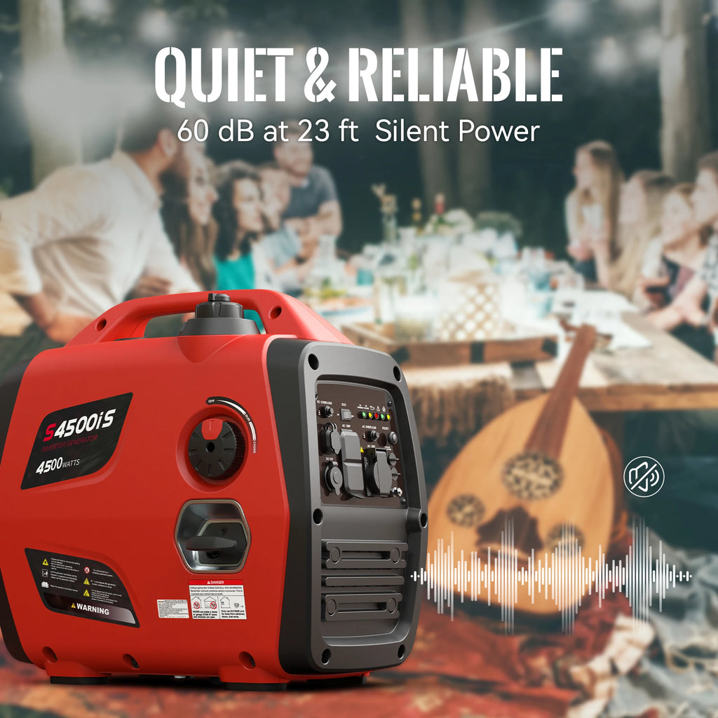 4500W Portable Inverter Generator 3600W Operating Power Ultra Quiet with CO Alarm for Camping RV Home Emergency Power EPA